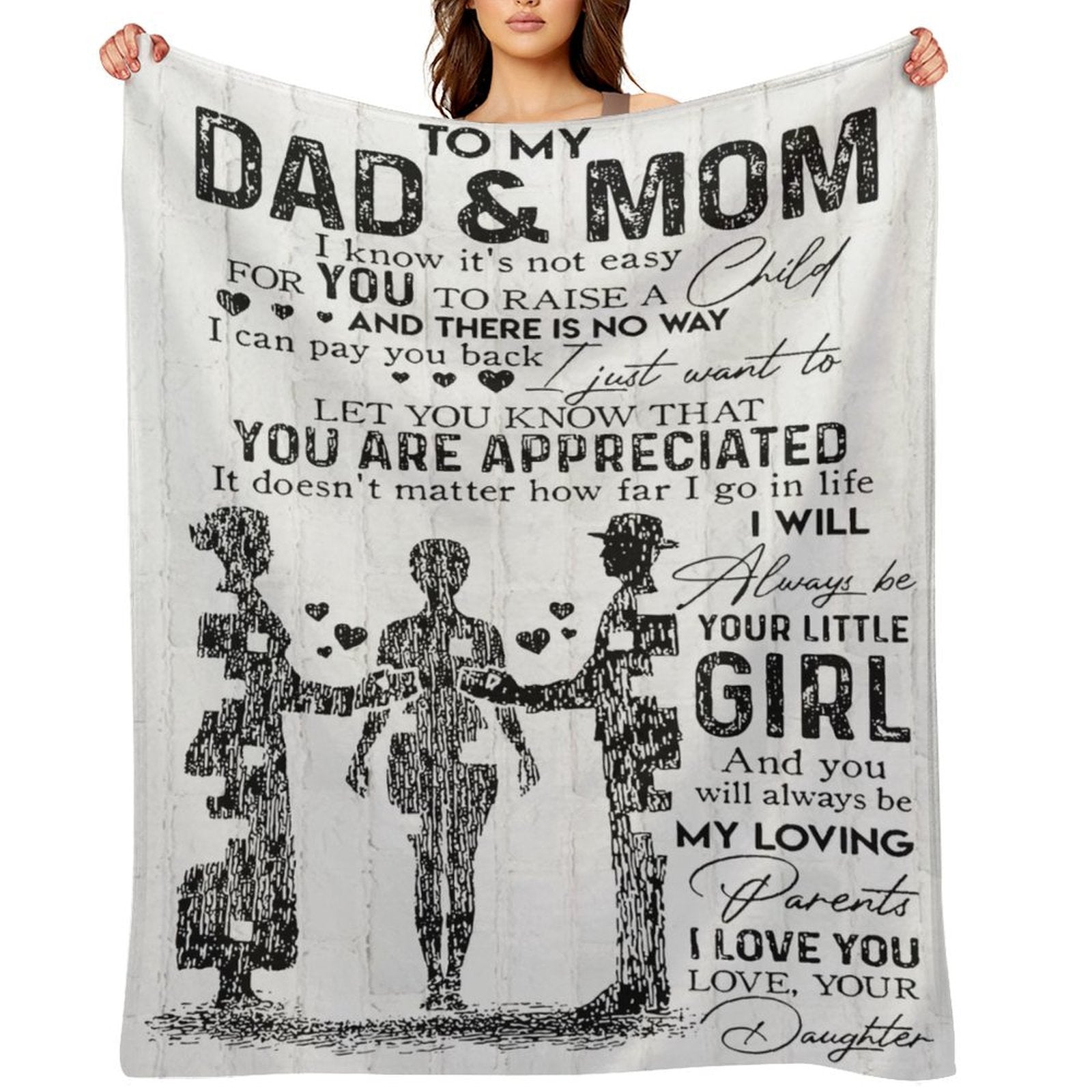 Parent Gifts Dad and Mom Blanket for Parents from Daughter Soft Flannel Throw Blanket - Printgiftyk