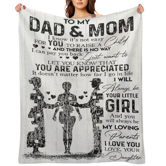 Parent Gifts Dad and Mom Blanket for Parents from Daughter Soft Flannel Throw Blanket - Printgiftyk